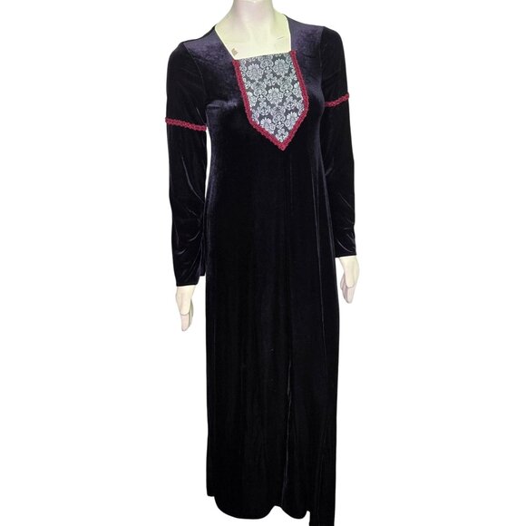 Vintage 90s Cykxtees Gothic Renaissance Medieval Vampire Velvet Dress - Picture 1 of 16